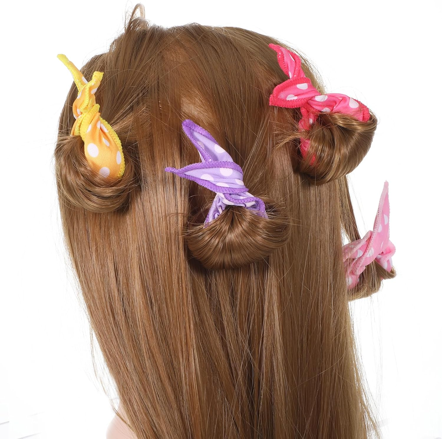 Oruola 8Pcs Pillow Rollers for Hair,8.1 X 1.38 in Pillow Curlers,Soft Sponge Pillow Rollers for Long, Short, Thick & Thin Hair Spiral Curls Hair Styling Rollers (4Colors) image number 2