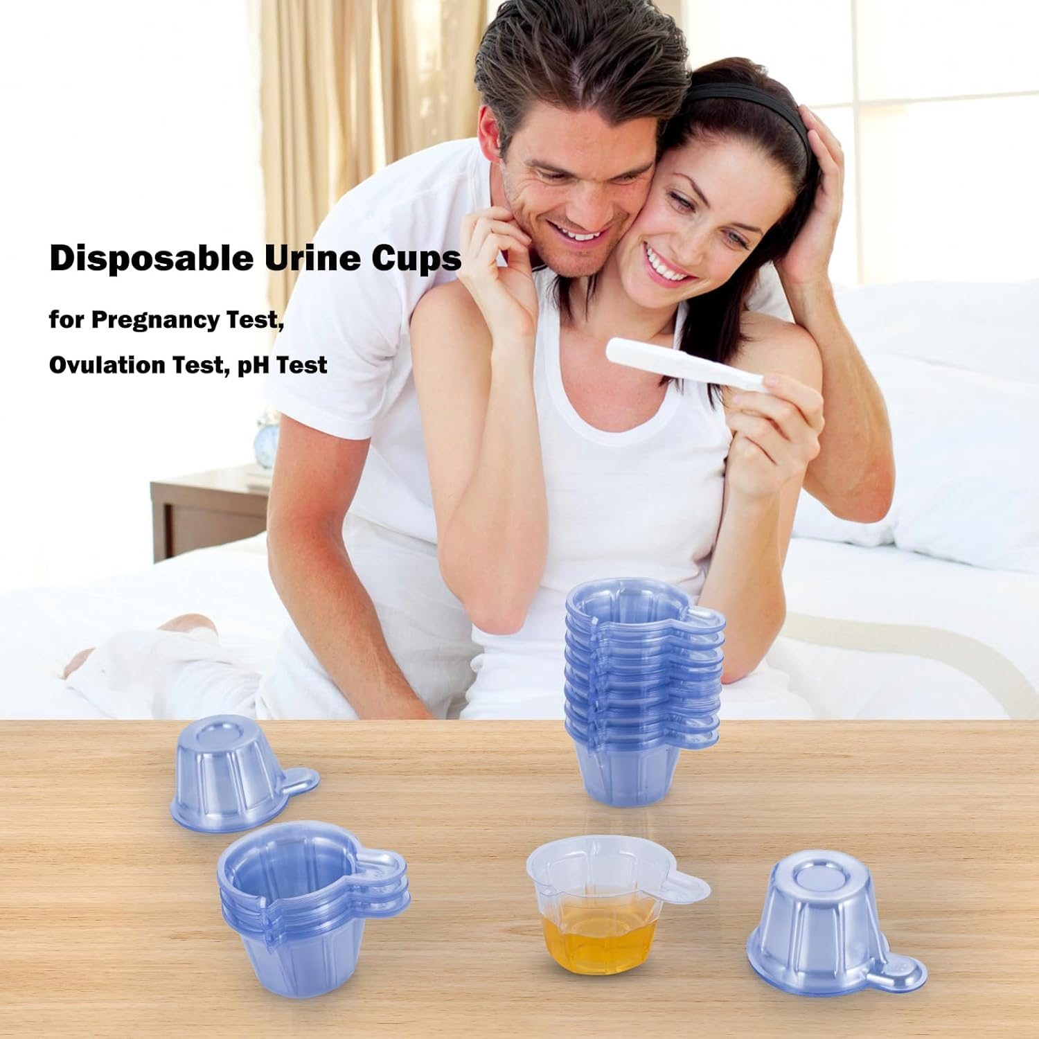 100 Pack Urine Cups, Pee Cup, 40Ml Plastic Urine Cups Urine Specimen Container Cups for Pregnancy Test, Ovulation Test, Ph Test image number 3