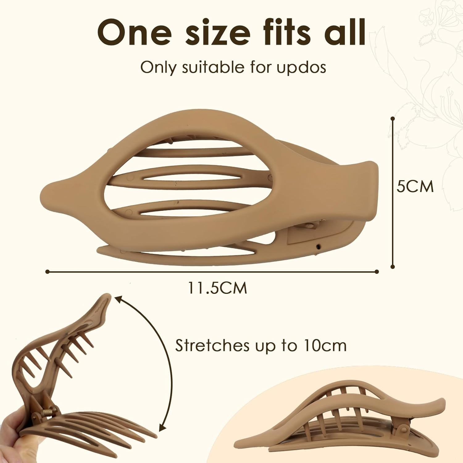 Blooms Hair Claw Clip, Large, Pack of 3 Hair Clips, Women'S Thin Hair, Non-Slip Matte Hair Claw Clip, Hair Accessories for Women and Girls image number 3