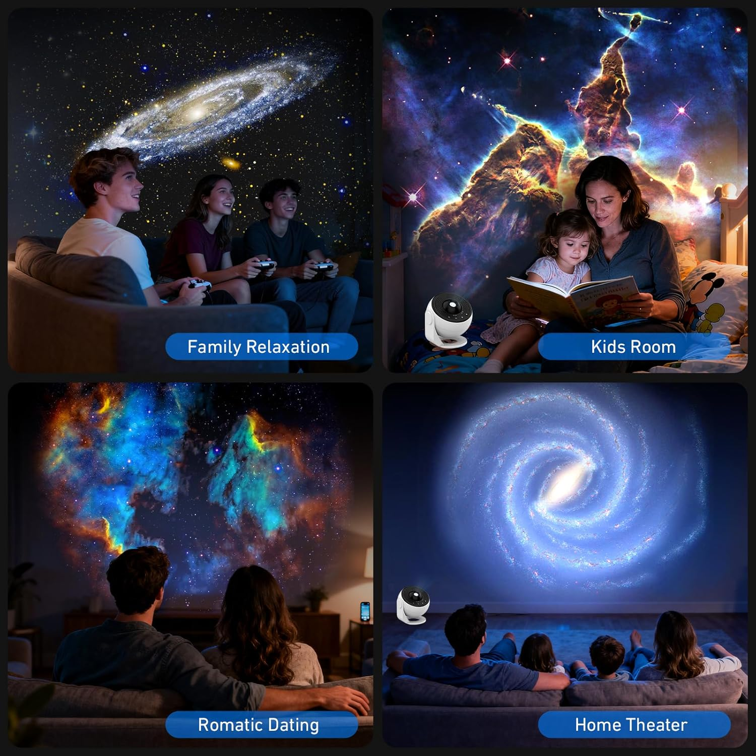 Home Planetarium Star Projector Galaxy Light Night Lights with 12 Lights Film Discs, Nebula/Moon/Celestial Galaxy Projector, Zoom, Timer & Rotation Control, 3D Light Projector image number 2