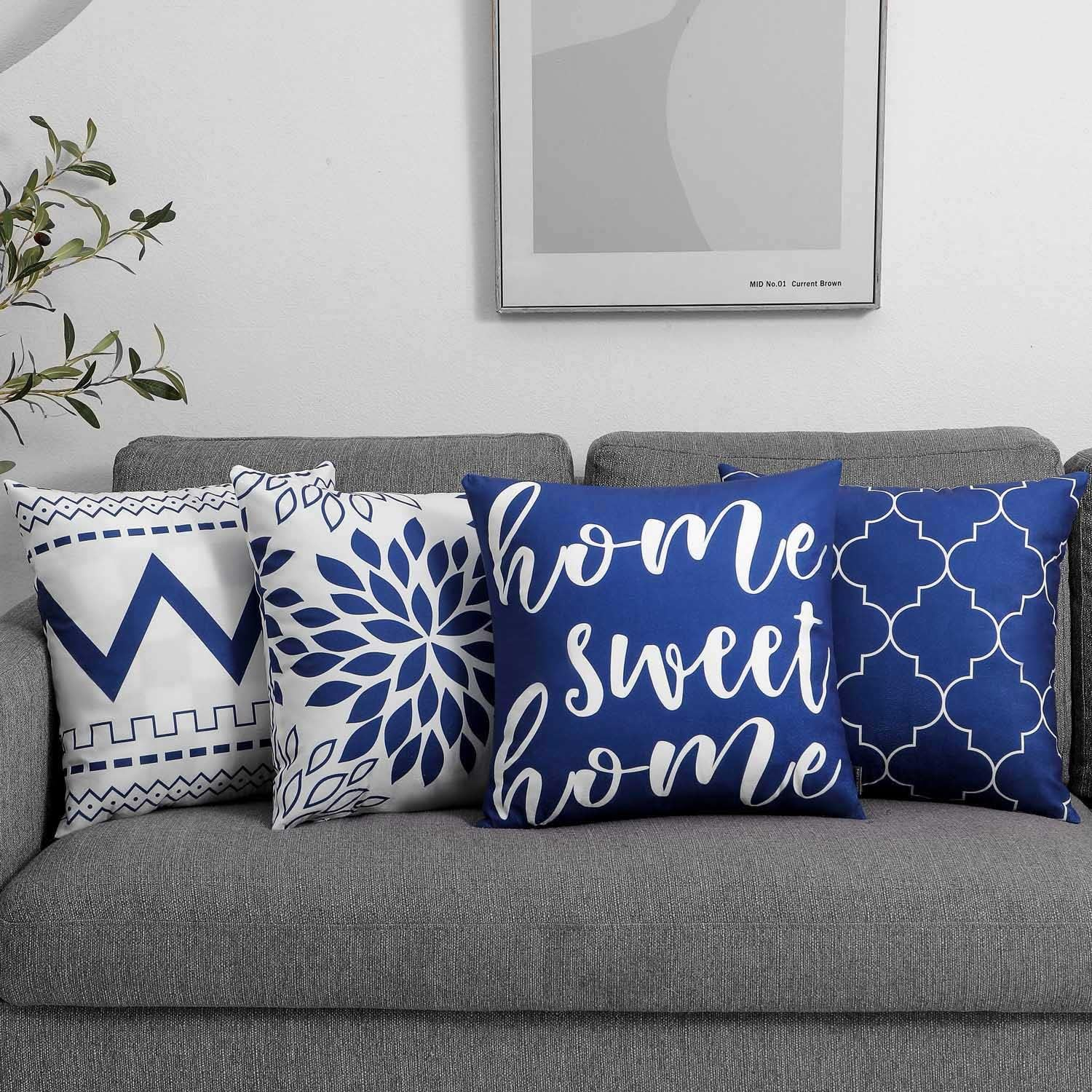 Set of 4 Luxton Turquoise Green Cushion Covers, Flannel Soft Abstract Floral Square Cushion Cover Set 45X45Cm (Turquoise Green)