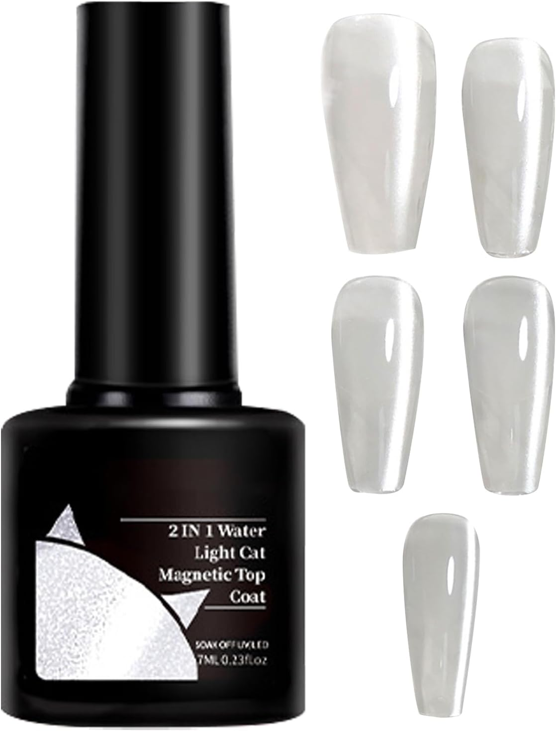 Water Light Magnetic Top Coat, Magnetic Gel Nail Polish, 2-In-1 Nai L Art Varnish, Safety Easy to Use, and Compatible, 7Ml for Home Manicure Wedding Bridal Holiday Women image number 3