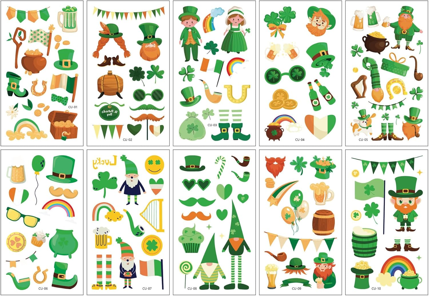 Luminous Christmas Temporary Tattoos 10 Sheets, 120 Pcs Glow in the Dark Xmas Body Stickers, Waterproof Holiday Decorative Tattoos, Party Decoration Accessories