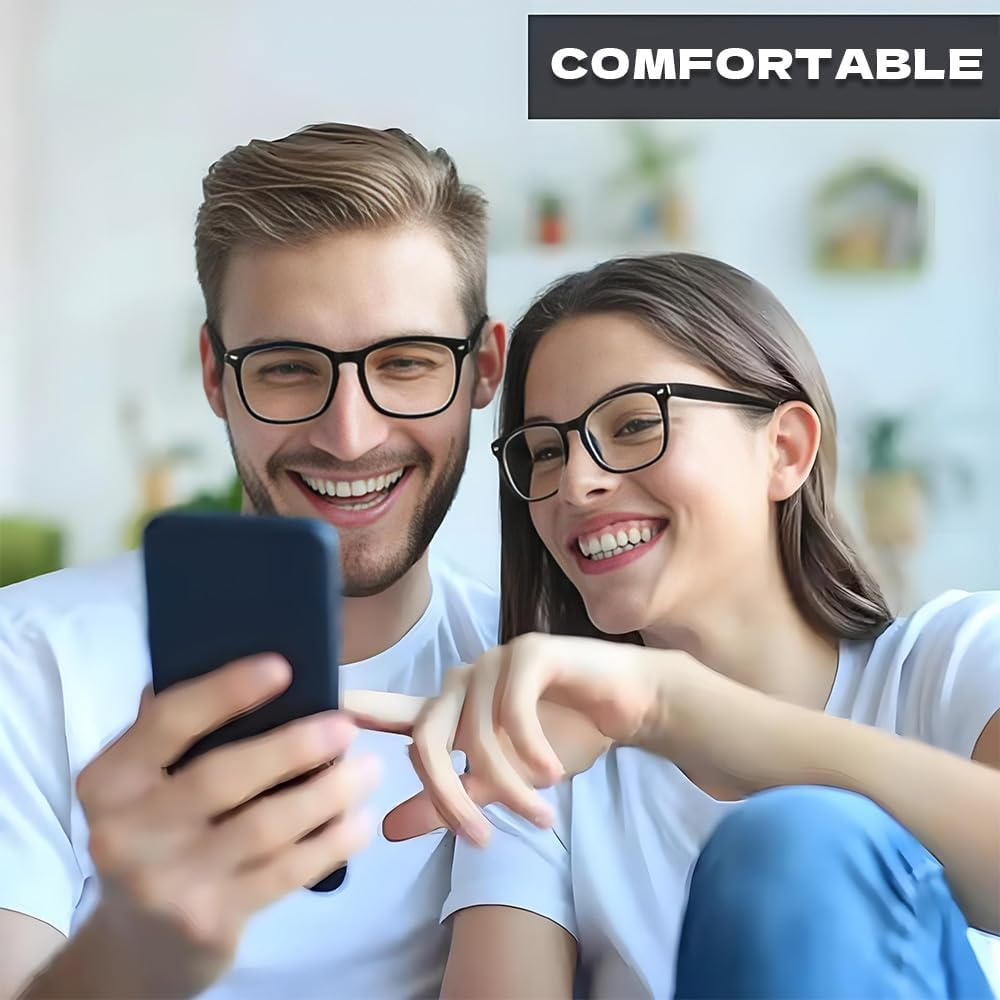 QISANKEE Blue Light Blocking Glasses for Woman/Men, Fashion Square Fake Eyeglasses with Clear Lens, Computer Reading/Gaming/Tv/Phones Glasses(Black) image number 3