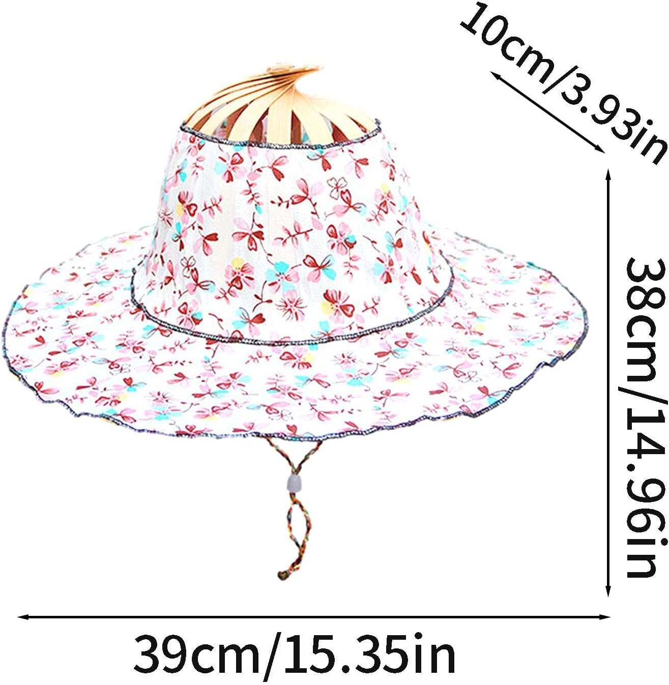 Portable Bamboo Sun Hat - Uv Protection 2 in 1 Bamboo Sun Hat | Bamboo Hat, Beach Hat Hand Fans for Women Foldable for Spring/Summer image number 6