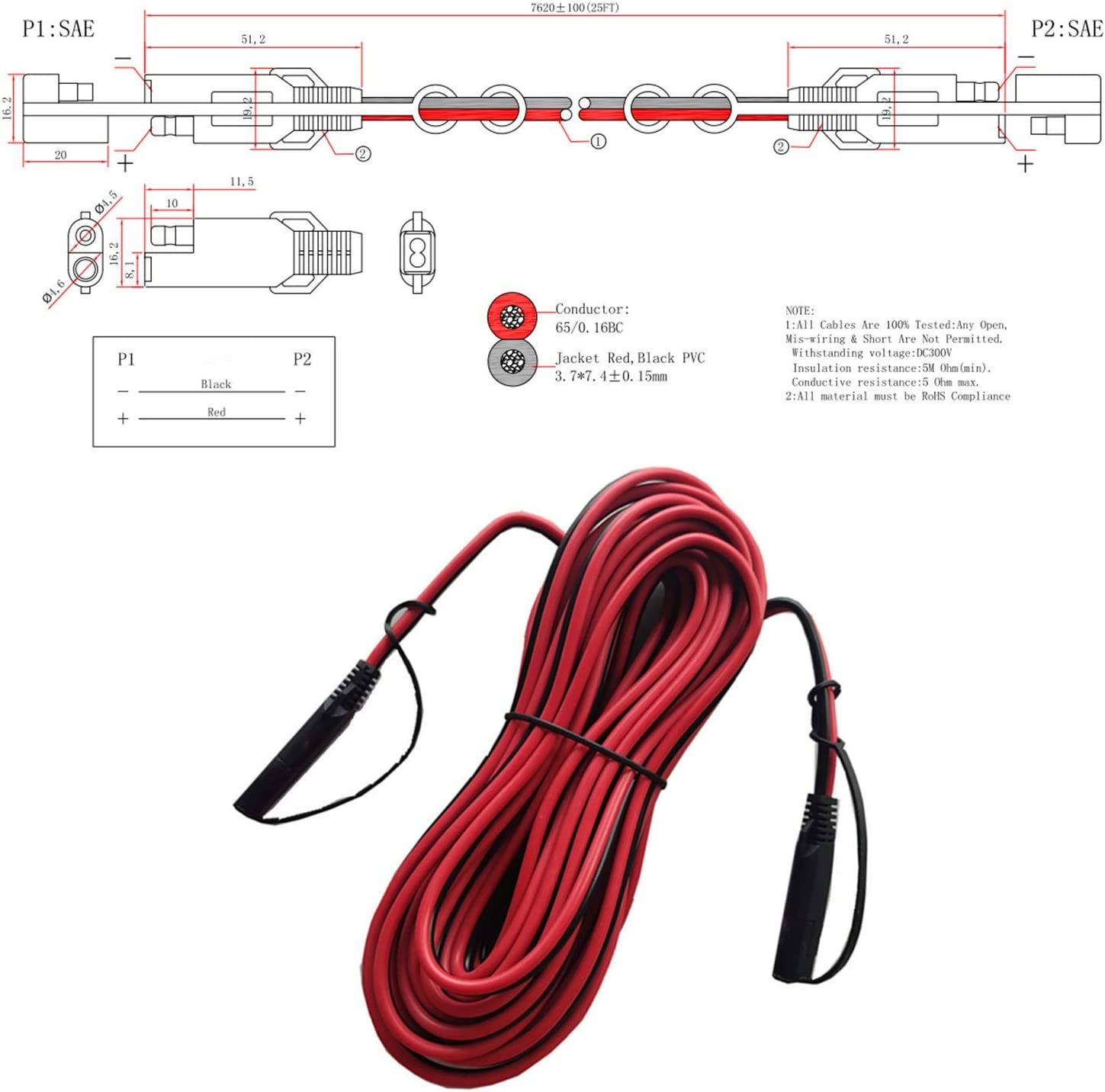 SAE to SAE Extension Cable 25Ft image number 4