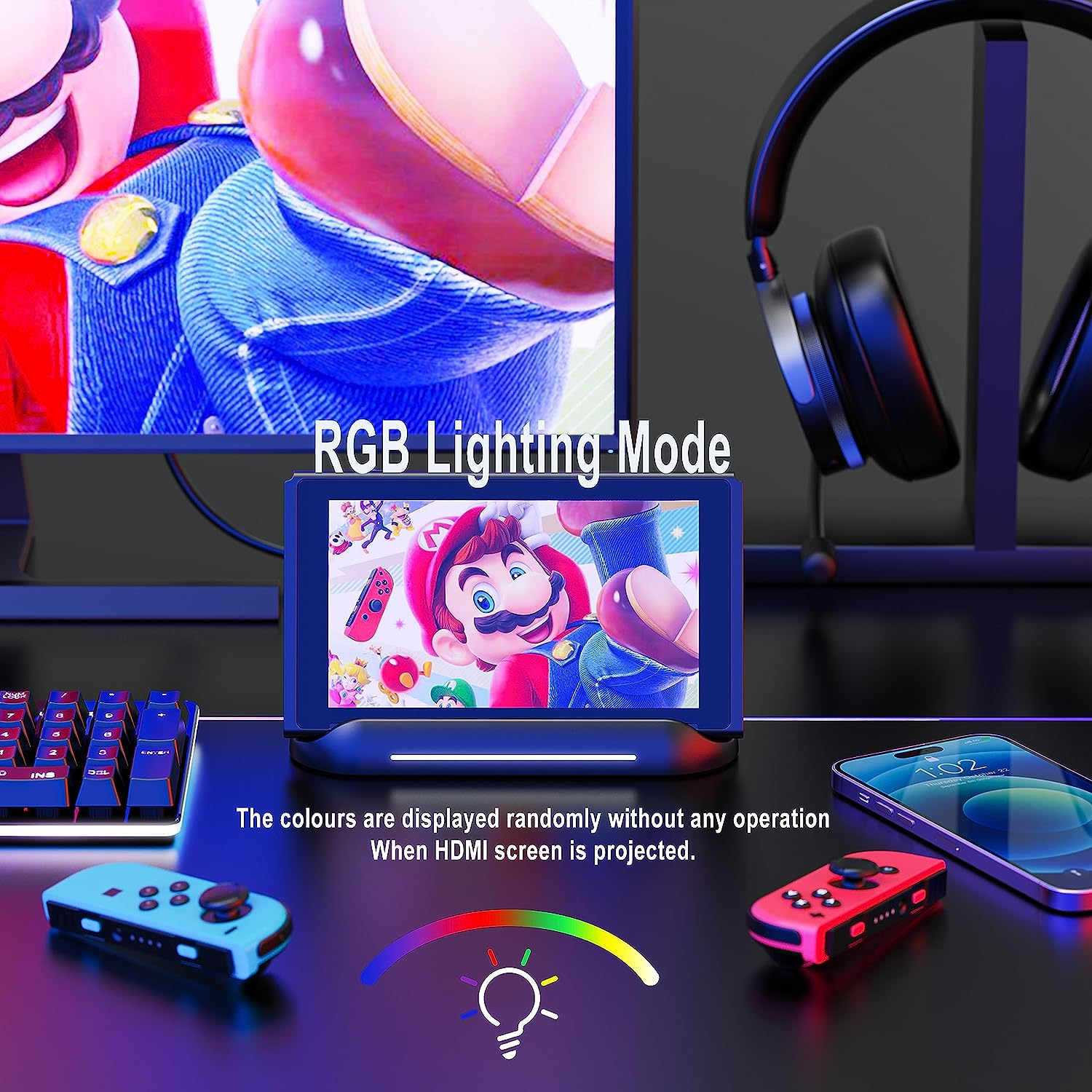 RREAKA 5 in 1 Switch Dock for Nintendo Switch OLED TV Adapter Switch Docking Station with HDMI USB 3.0 Port Type C Charging Type C Connectors Travel Switch Base Portable USB C Hub Stand image number 3