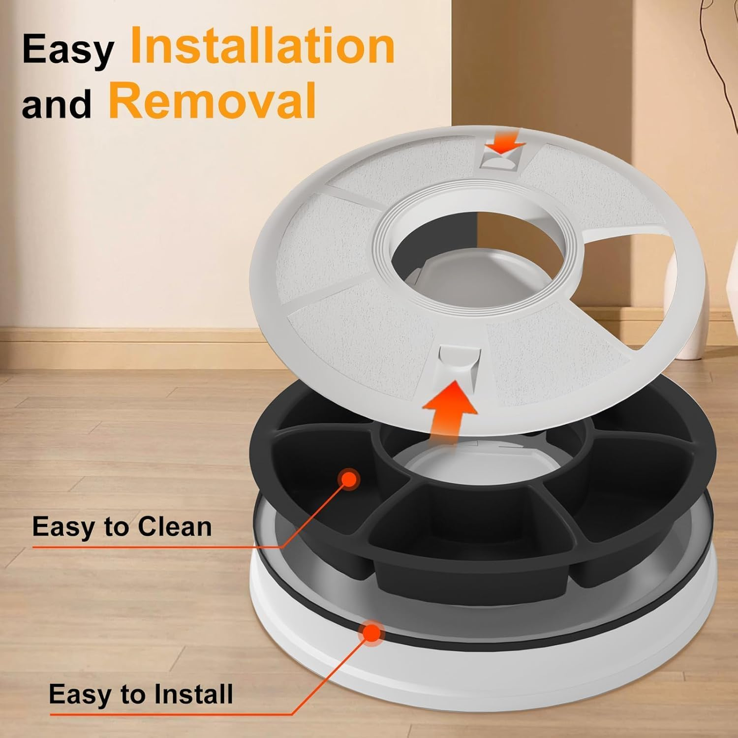 Gyugmhao 6 Meal Automatic Cat Feeder with LED Digital Timer,Wet and Dry Timed Food Dispenser for Pet Cat and Small Dog, 768 Ml Capacity with 128Ml Compartments for Portion Control image number 3