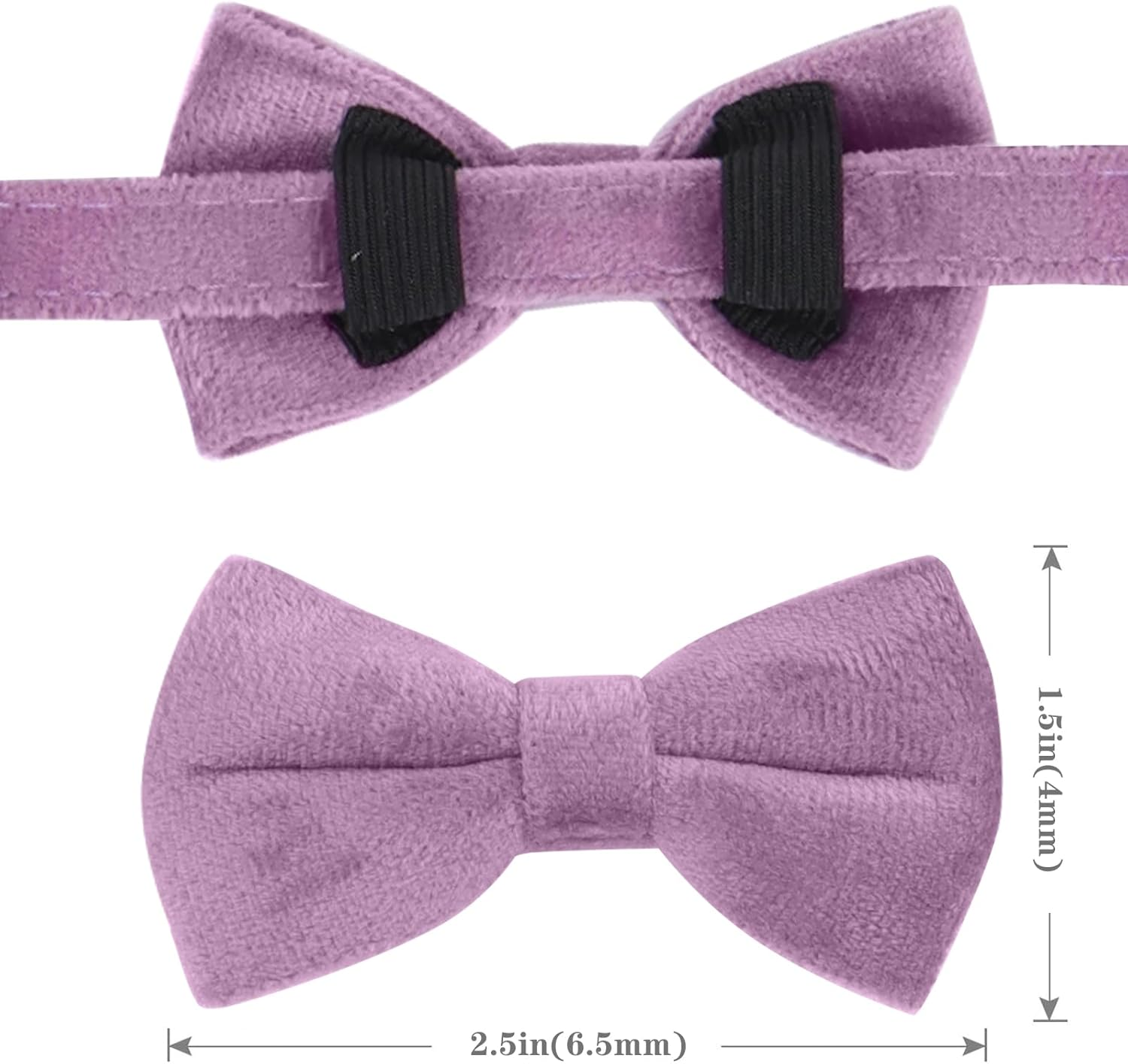 Asvin Velvet Cat Collar with Bell and Bow Tie, Adjustable Collar Cat for Weddings for Kitten Collar (Purple) image number 1