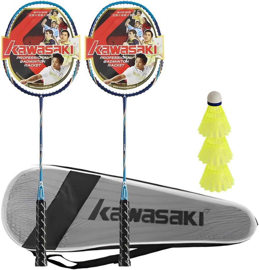 KW 2-Player Durable Badminton Racket Set Badminton Racquets Set with Shuttlecocks a Free Cover