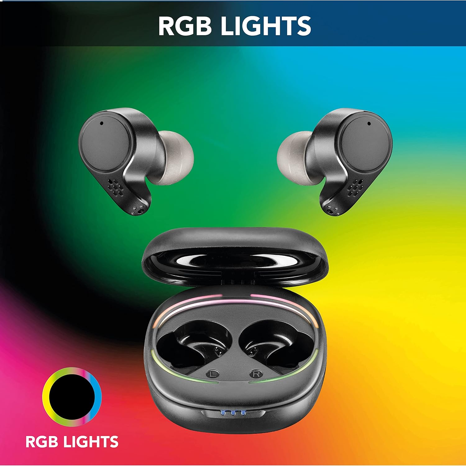 Cellularline Defy Universal Bluetooth 5.0 Hifi Stereo Headphones with Charging Case - Total Time of 25 Hours - Charge 2 Hours - Range 10 Mt - Universal - Black image number 3