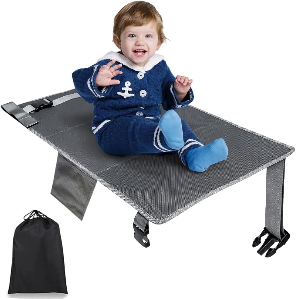 HJB VISSO Toddler Airplane Travel Bed, Airplane Footrest Seat Extender for Kids, Toddler Travel Essentials, Portable Waterproof Seat Extender for Baby (Gray)