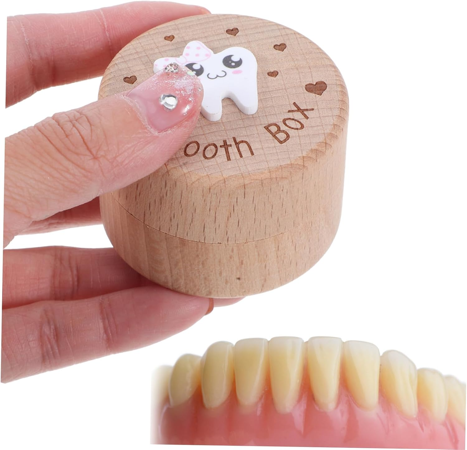 ULTECHNOVO Small Wooden Storage Box for Boys and Girls Teeth Hair Fairy Keepsake Collection image number 5