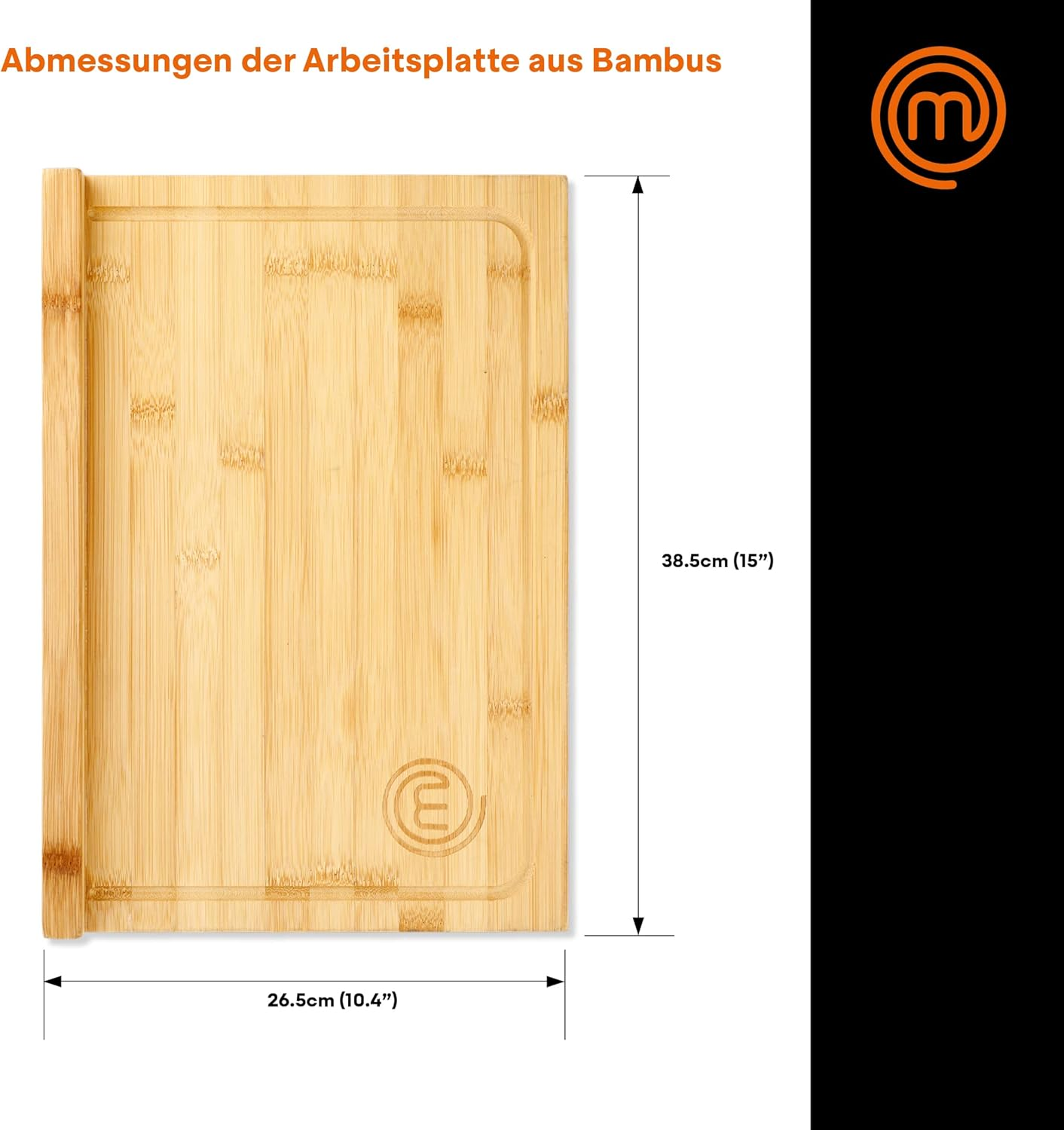 Masterchef Counter Edge Chopping Board Wood, Bamboo Worktop Saver, Large Wooden Chopping Board with Lip, Bamboo Cutting Board, Natural & Sustainable Material, Hygienic & Food Safe for Your Kitchen image number 4