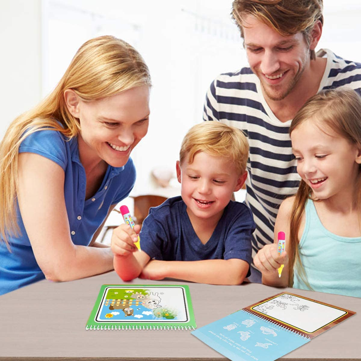 Jenilily Water Coloring Books with Pen Painting Board for Children Drawing Toy (Dinosaur & Cartoon Animal & Vehicle)