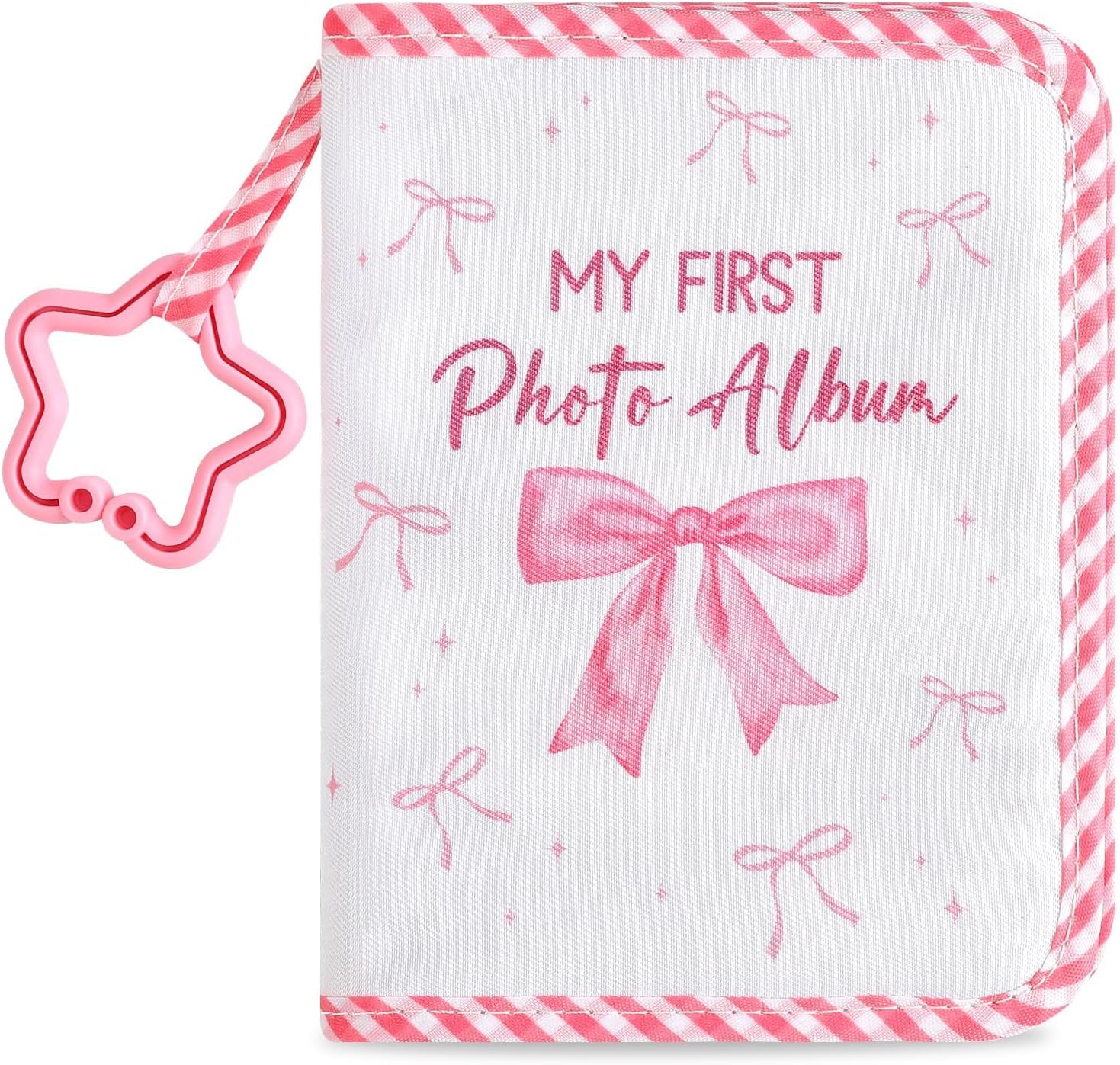 ZOIIWA Baby'S My First Family Album Soft Photo Cloth Book Pink Bow My First Book of Photos Coquette Bow Baby Memory Album Gift Holds 4X6 Pictures for Babies Newborn Toddler & Kids Baby Shower