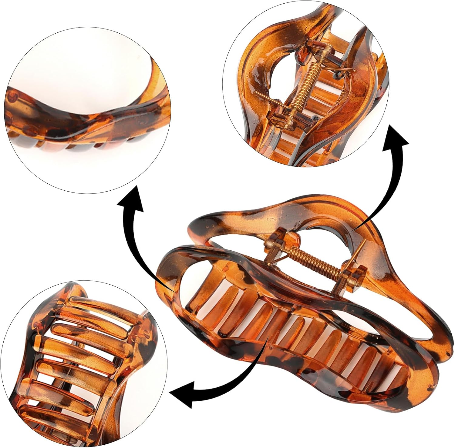 Exipsat Pack of 6 Large Hair Clips, Octopus Hair Clip, Women, Non-Slip Hair Claw for Thick Hair, Hair Styling Accessories for Women and Girls, Neutral Colours image number 2