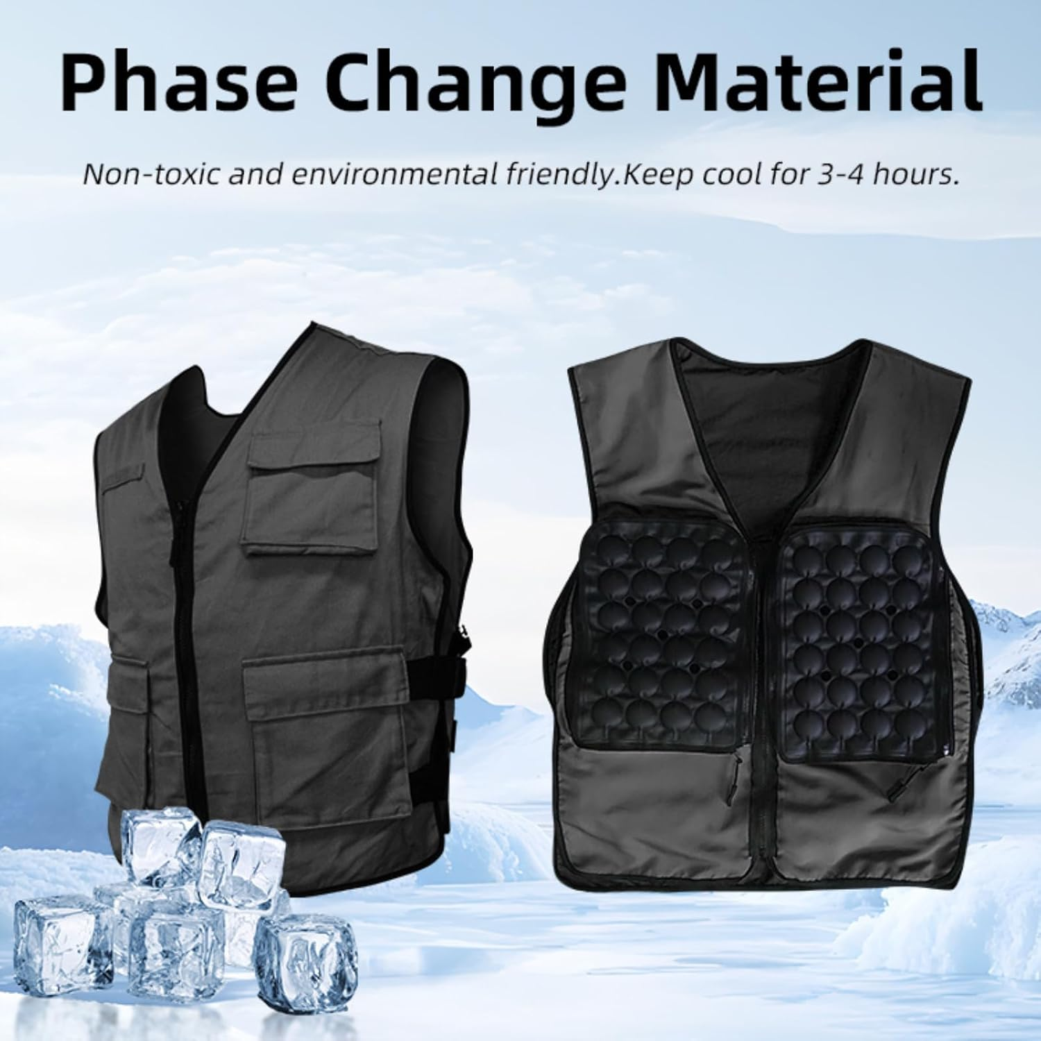 Cooling Vest with Ice Packs for Men & Women, Adjustable Ice Vest for Full-Body, Cold Vest for Motorcycle Riding, Outdoor Work, Sports & Summer Heat Relief image number 5