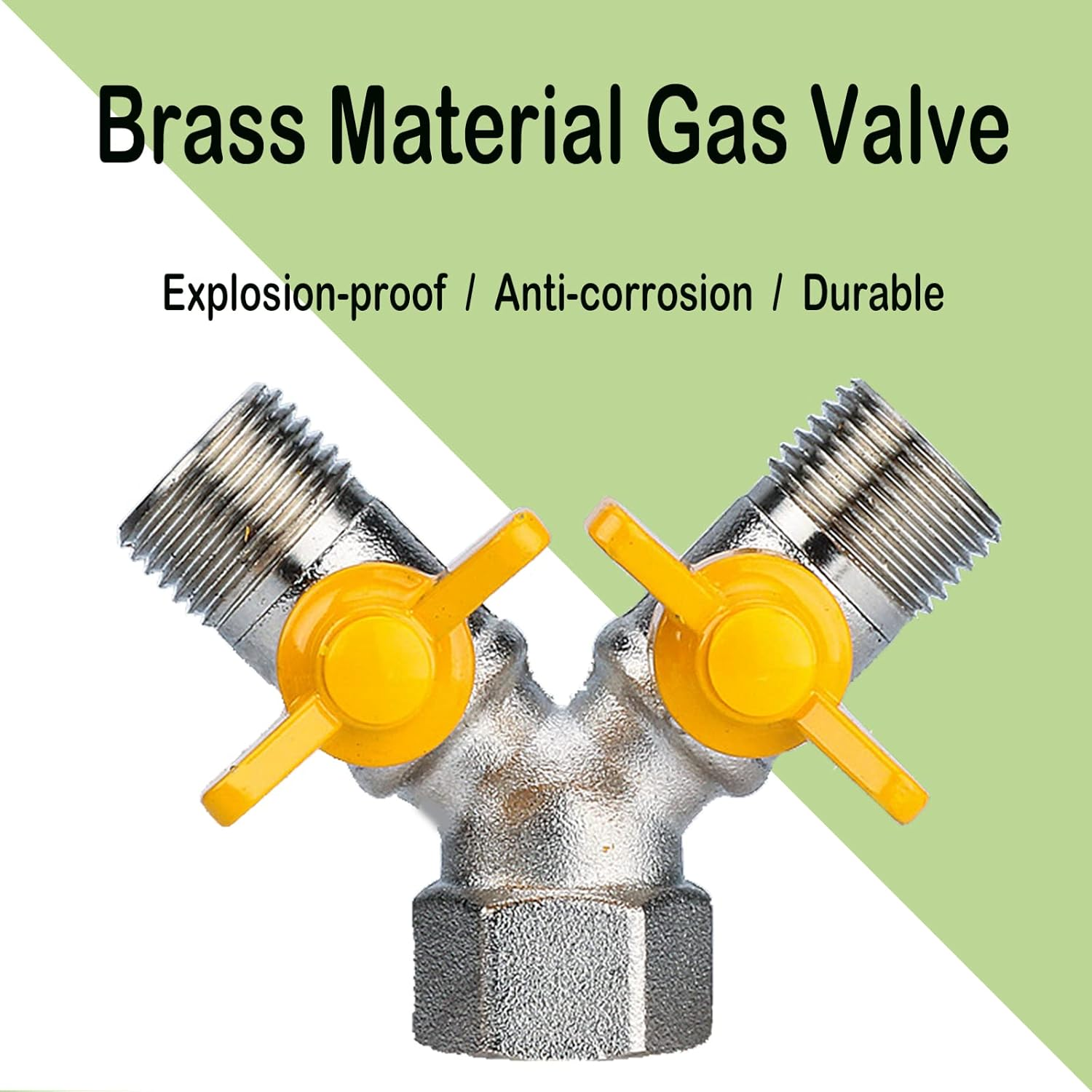 3-Way Y-Splitter Valve, 1/2 Inch Brass Body, Silver, Multi Port Valve, Y Valve, Garden Hose, Washing Machine, Water Tank, Water Filter, Shower image number 1