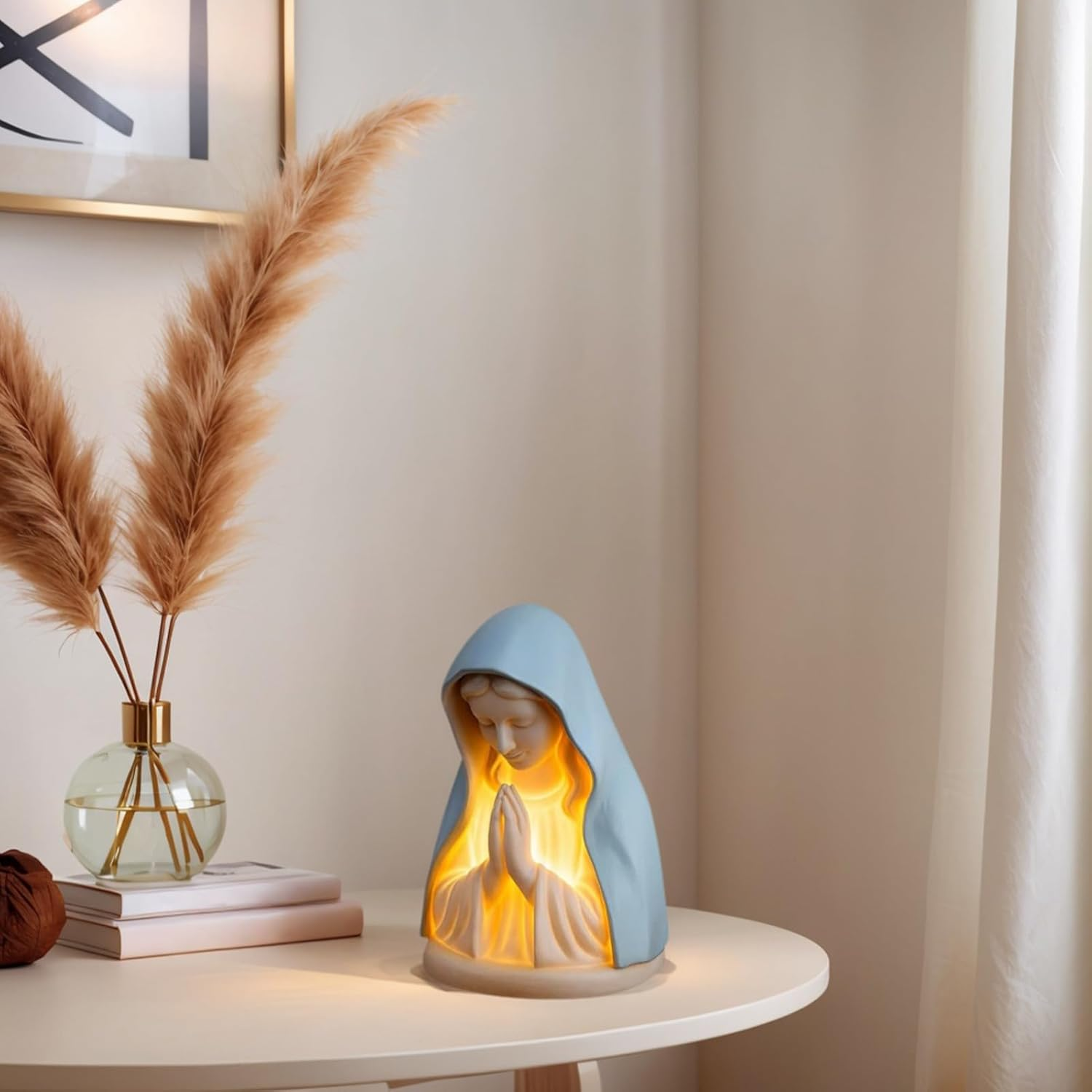 Prayer Night Light | Sacred Virgin Mary Statue Night Light | Soft Eye Protection Desk Accessories for Nursery Reading Corne Dorm Home Hallway Prayer Room Kitchen image number 6