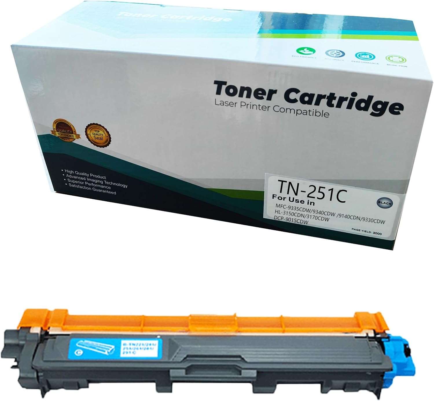 JOJOBE TN-251BK Compatible Toner Cartridge with Brother MFC-9335CDW 9340CDW 9140CDN 9330CDW HL-3150CDN 3170CDW DCP-9015CDW , 2500 Pages per Cartridge Black