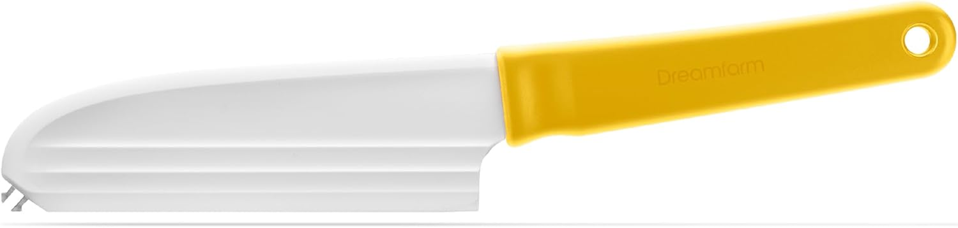 Dreamfarm Knibble Lite 3-In-1 Non-Stick Cheese Knife for Charcuterie, Slicing, Spreading, with Built-In Fork to Serve & Share Foods - 9" Yellow
