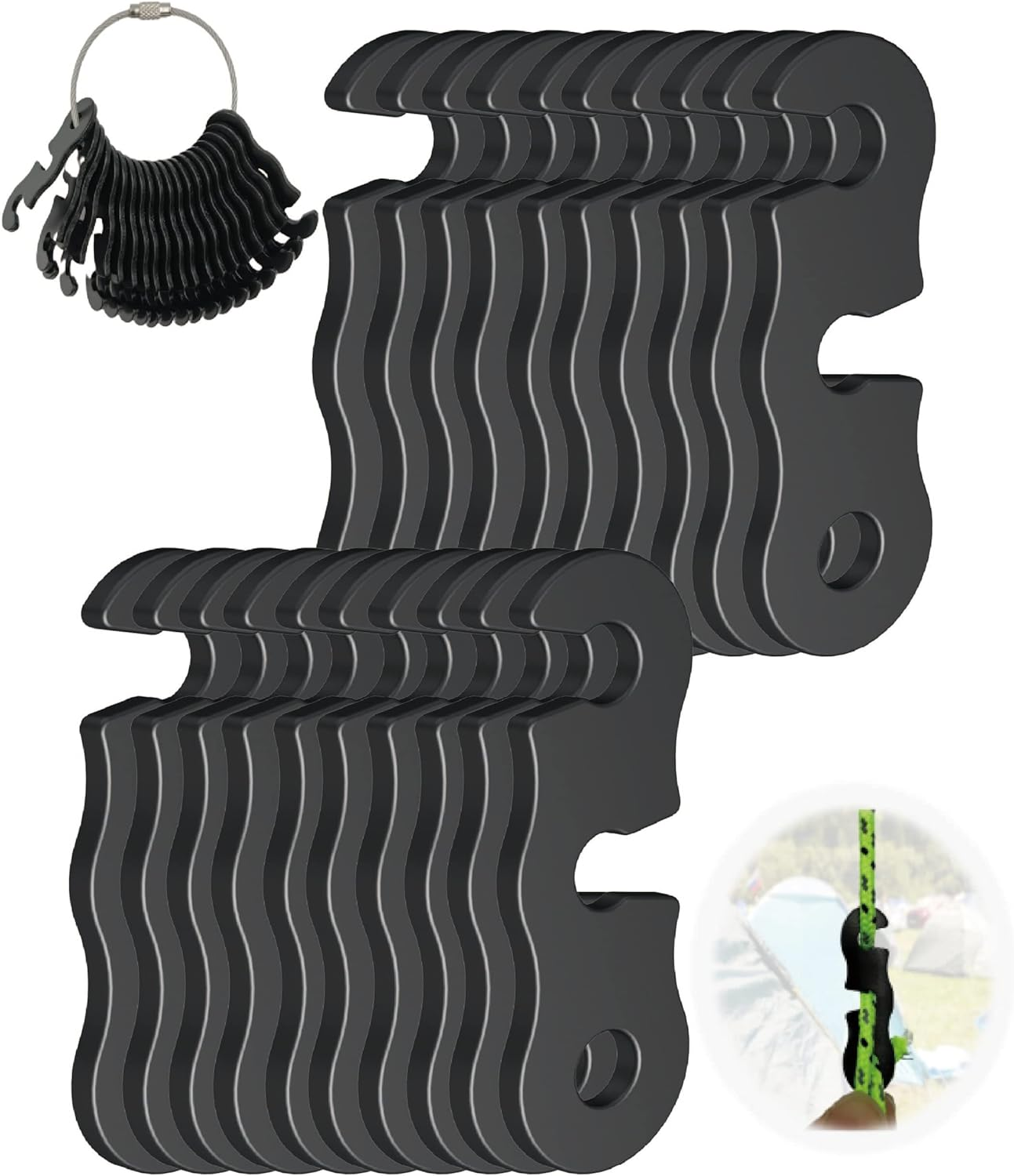 Rope Tensioner (10 Pack) Aluminum Alloy Camping Tent Guyline Cord Adjuster Camping of Gear for Camping, Hiking, Backpacking Ultralight Tent Stakes Guy Lines (Sliver 10 Pack)