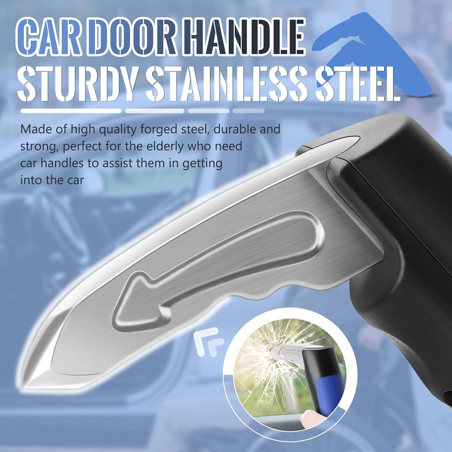 2Pcs Car Door Assist Handle,Portable Multifunction Vehicle Support Handle for Elderly,Window Breaker,Car Emergency Tool