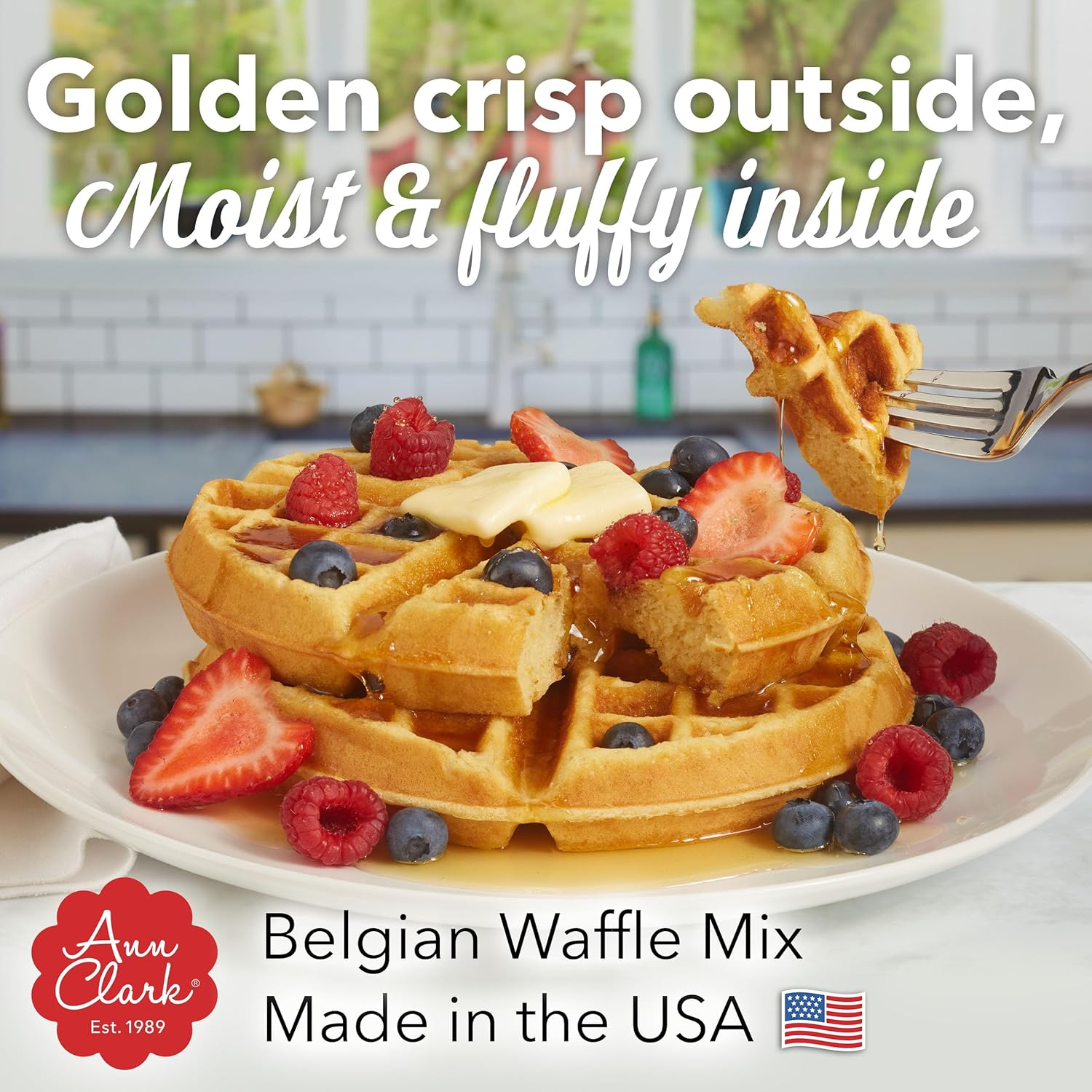 Ann Clark Gourmet Belgian Waffle Mix, 16 Oz. Made in USA image number 1