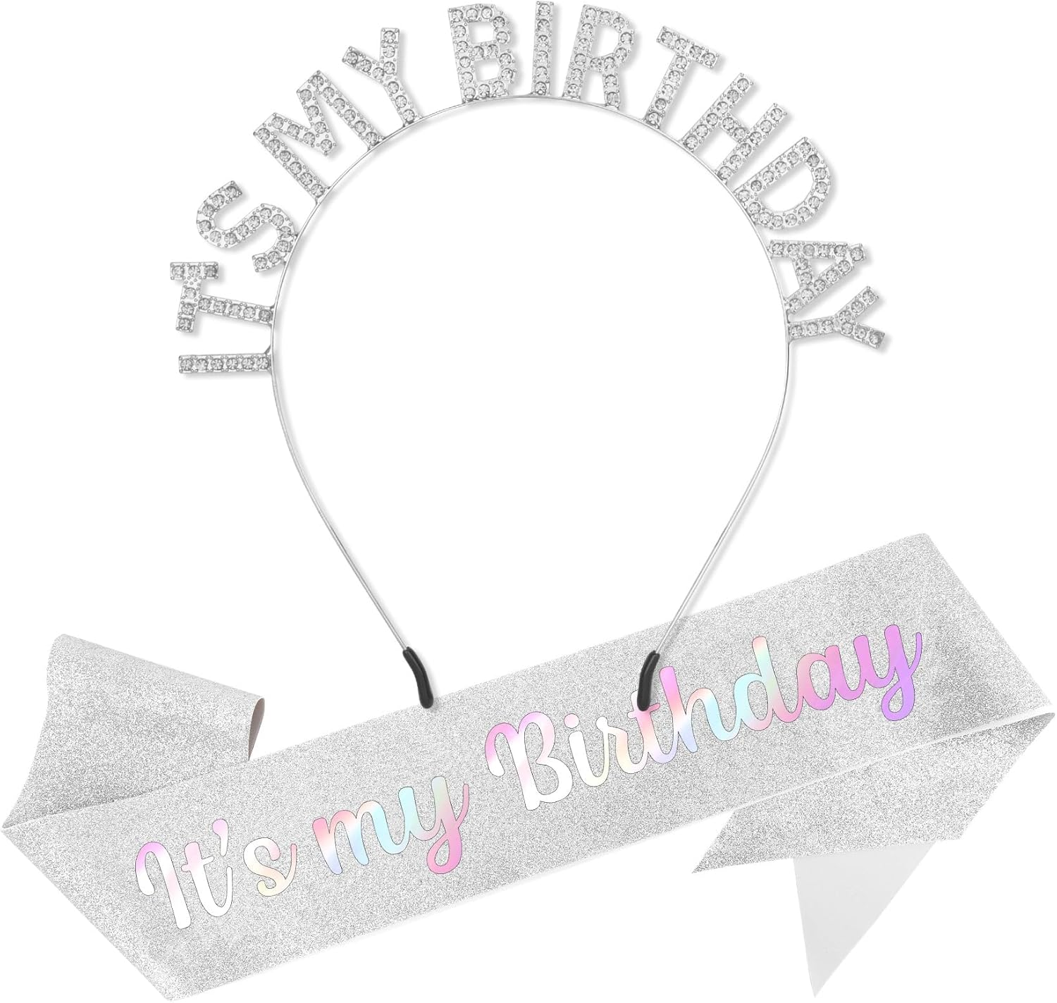 Birthday Sash and Crown, Girl Headband Tiara Rhinestone, Happy Birthday Sash, Glitter Golden Yellow Accessories Set, Party Decorations, Supplies Stuff Gifts for Girls Princess Queen Women Adult Woman