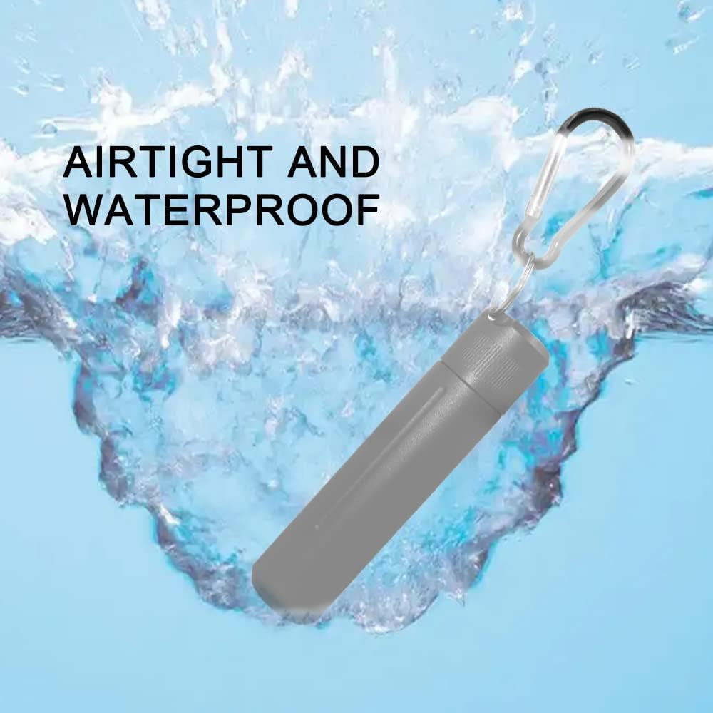 Finegood 2 Set of Smell Proof Container, Waterproof Airtight Stash Jar Portable Aluminium Alloy Container with Carabiner for Outdoors Survival image number 4