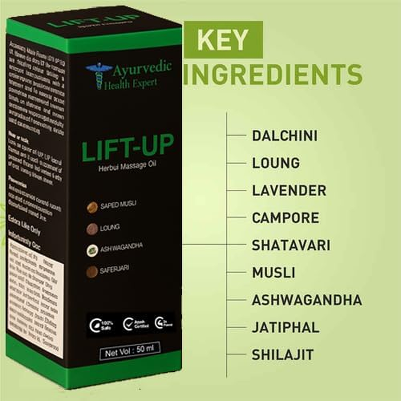Ayurvedic Health Expert Lift-Up Herbal Massage Oil for Men | Safed Musli, Ashwagandha, Shatavari, Long | Natural Ayurvedic Formula | External Use Only | 50 Ml image number 4