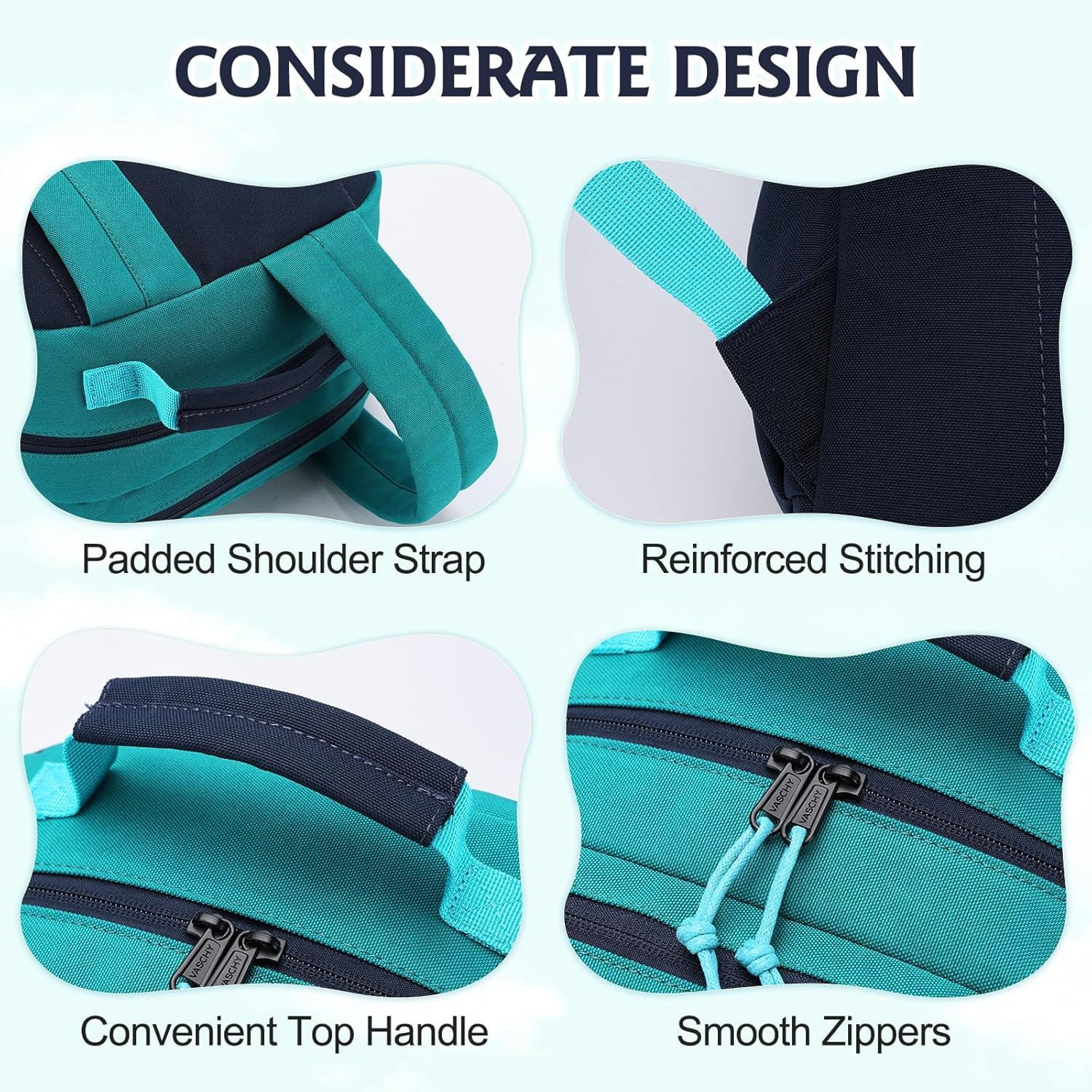 Toddler Kid Backpack,Vaschy Teen Boys Girls Lightweight Water Resistant Plain Color-Block Kids Bookbag Daypack with Two Sizes image number 4