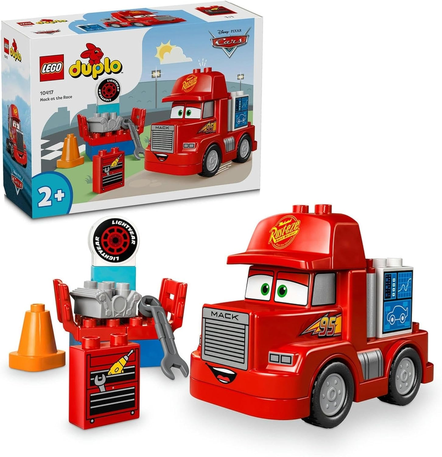 LEGO DUPLO Disney and Pixar&rsquo;S Cars Mack at the Race Set, Truck Building Toy for 2+ Year Old Toddlers, Boys and Girls, Buildable Kids Toy, Red Car, an Outdoor Adventure Birthday Treat Idea 10417 image number 4