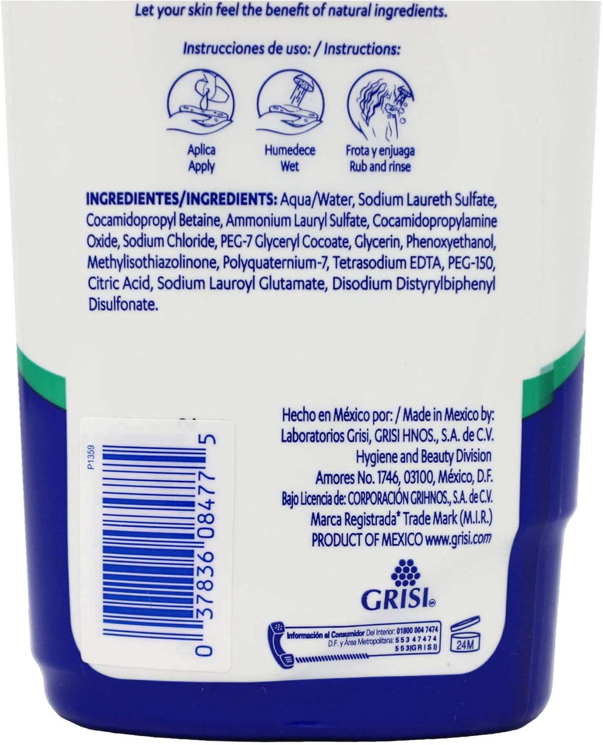 Grisi Neutral Shower Gel, 2-Pack of 15.2 Fo Bottles image number 3