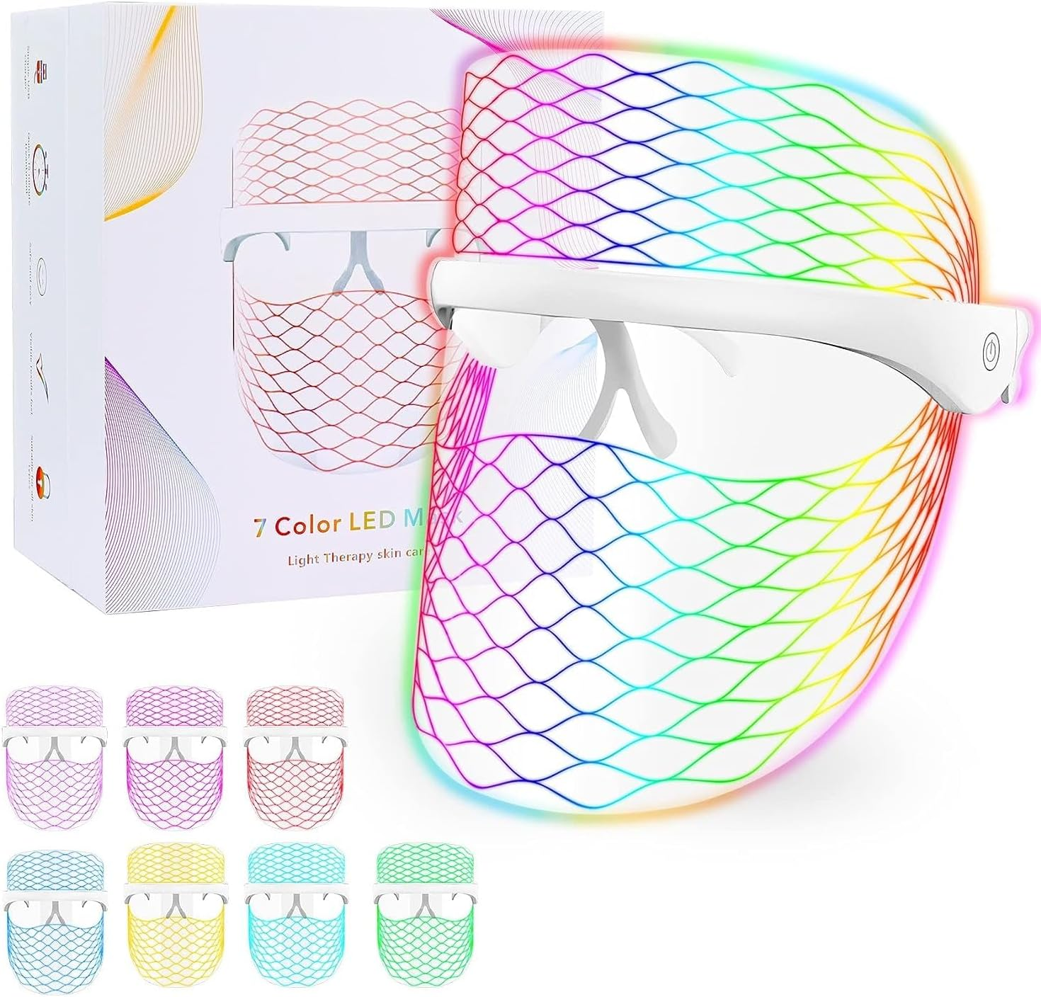 7 Colors LED Face Mask Light, Led Mask Facial,Red and ​Blue Light Mask for Face,Lightweight Home Skin Care image number 2