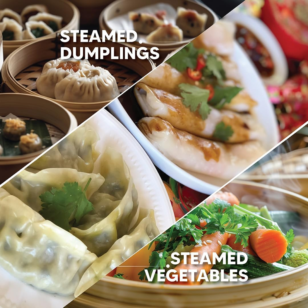 Helen&rsquo;S Asian Kitchen Bamboo Dim Sum Food Steamers with Lids, 4-Inch, Set of 2 image number 5