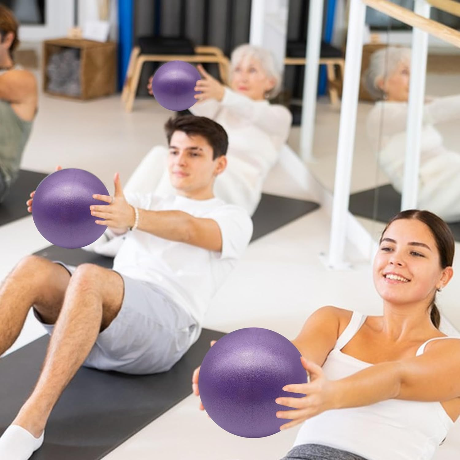 15CM Small Pilates Ball, Frosted Portable Fitness Yoga Ball, Hip Raising Yoga Balls for Exercise, Body Shaping Fitness, Weight-Bearing - Pink image number 6