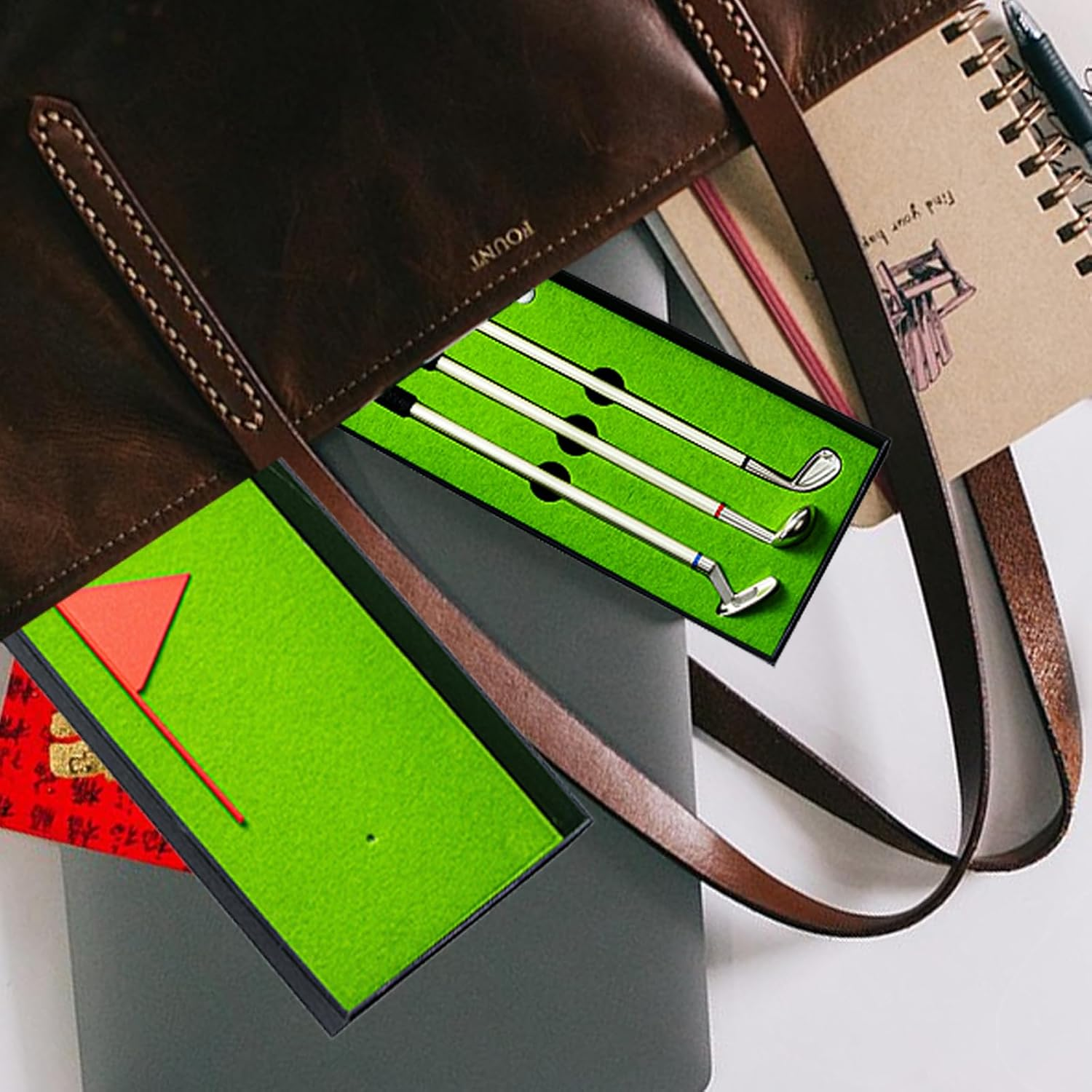 Upgraded Desktop Golf Pen Set - Includes Putting Green with Ball and Flag, Top Mini Golf Club Toy Driving Range, Golf Ball & Ballpoint Pen for Father, Trade Pen,Valentine'S Day image number 5