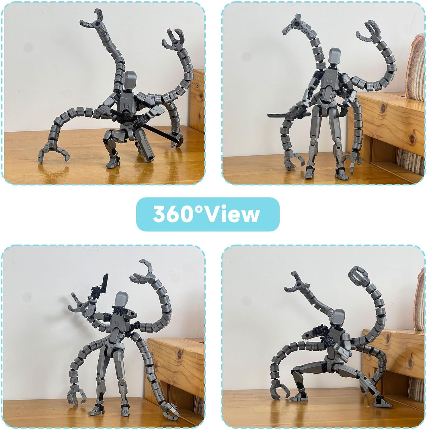 Assembly Completed T13 Action Figure,Dummy 13 T 13 Action Figure Multi-Jointed Movable,Ultimate Desktop Decor for Lovers T-13 Movability 3D Printed Toys (Black) image number 4