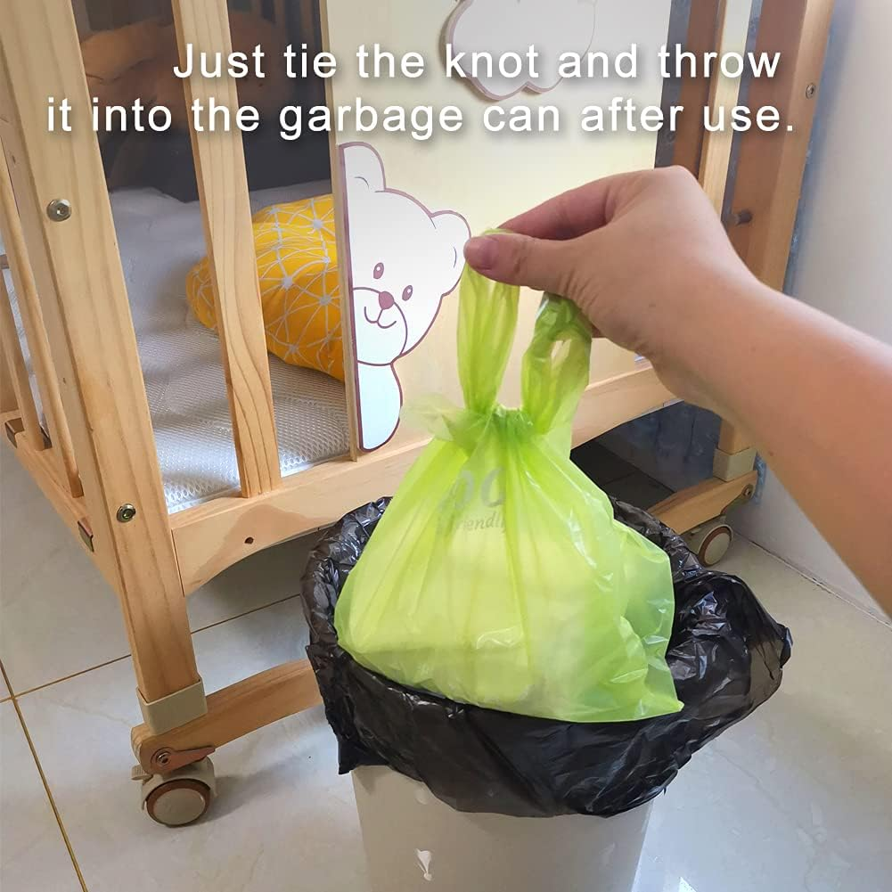 Baby Disposable Diaper Bags,300 Count Oxo-Biodegradable Diaper Sacks,Easy-Tie Handles,Diaper Disposal or Pet Waste Bags, Unscented