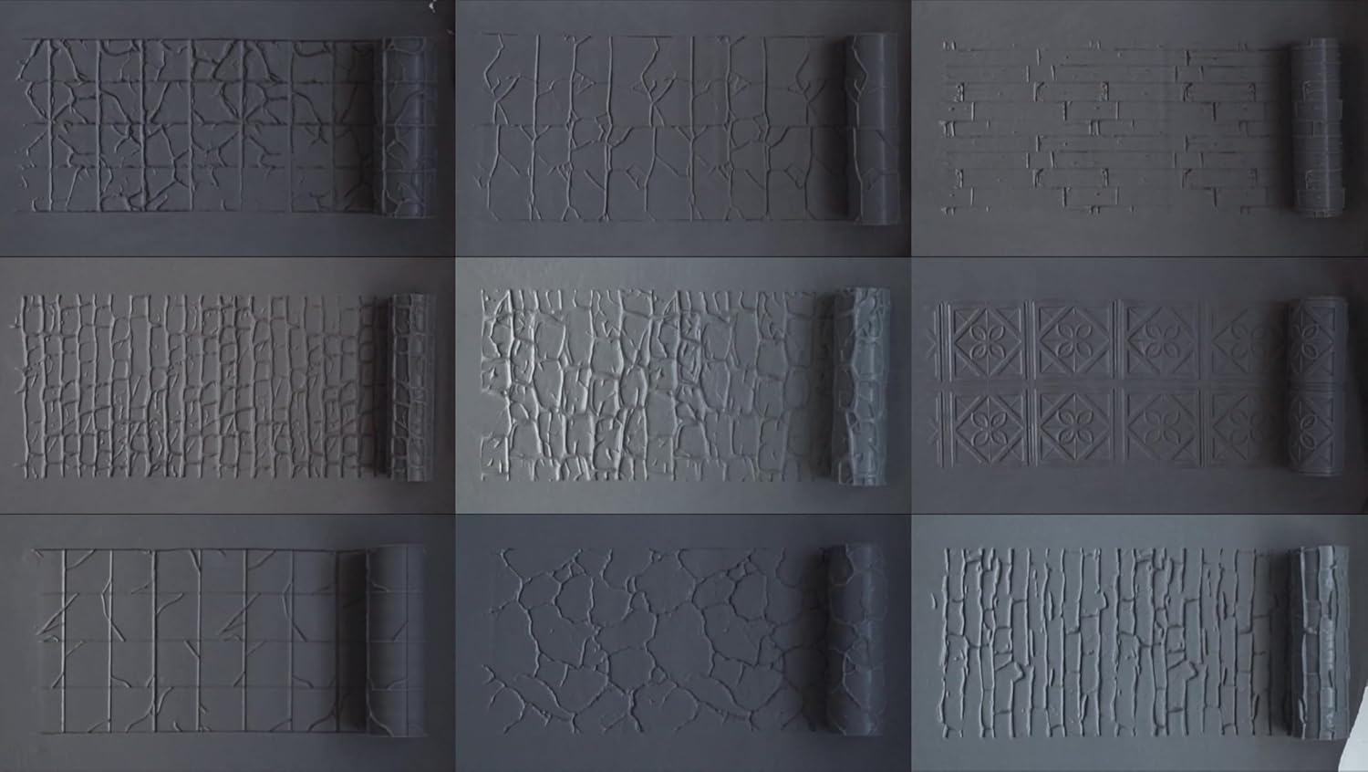 Asemly Terrain Texture Hand Roller for D&D, Wargaming, Battle Mat, Tabletop, Dungeons and Dragons, Ornate, Wood, Stone, 9 Rollers, 10Th Edition image number 2