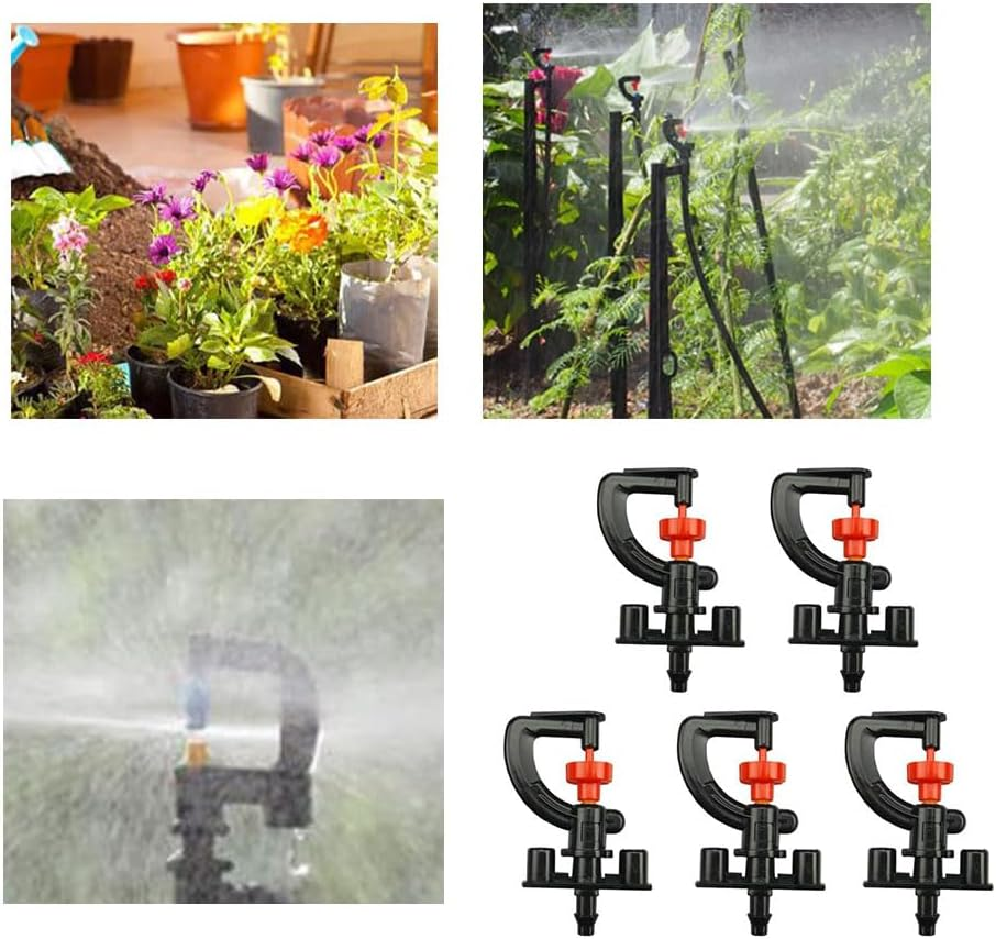 10 Pcs Micro Rotating Sprinkler Micro Nozzle Sprinkler Plant Irrigation Atomising Drip System Micro Rotor Sprinkler for Greenhouse(G-Type Micro Rotating Sprinkler) image number 4