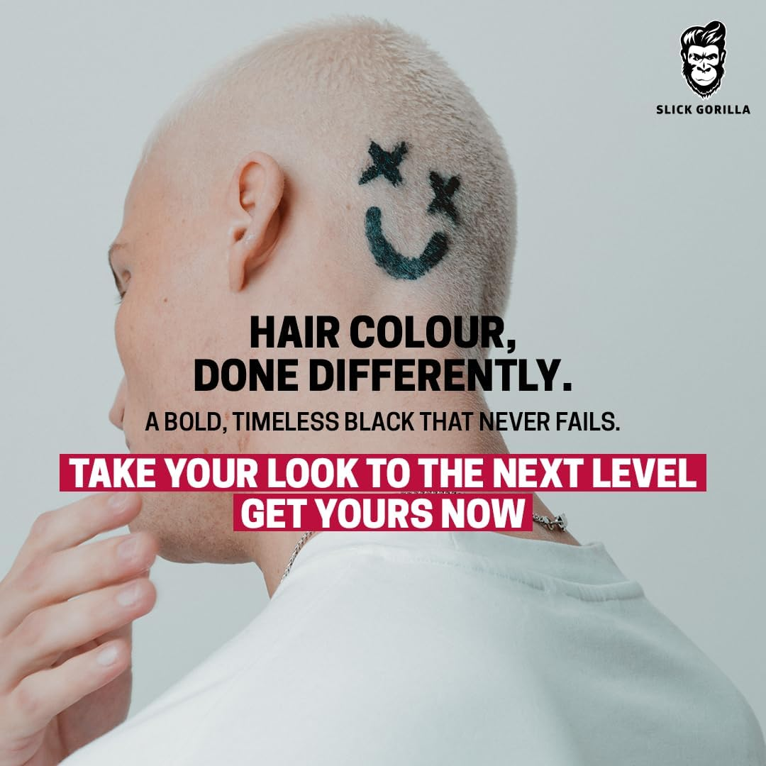 Slick Gorilla Semi Permanent Black Hair Dye for Men 3.38 Fl Oz | Vegan Hair Color | Cruelty Free Beard and Hair Dye | Conditioning and Nourishing Formula | Lasts 5 6 Washes | Temporary Hair Color image number 2