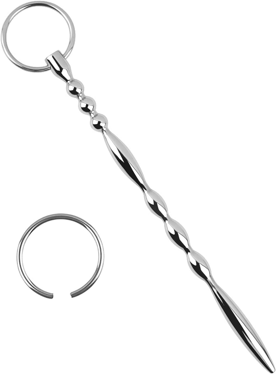 Metal Urethral Plug with Penis Cock Rings Bead Urinary Dilator Stainless Steel Urethra Massage Rod image number 3