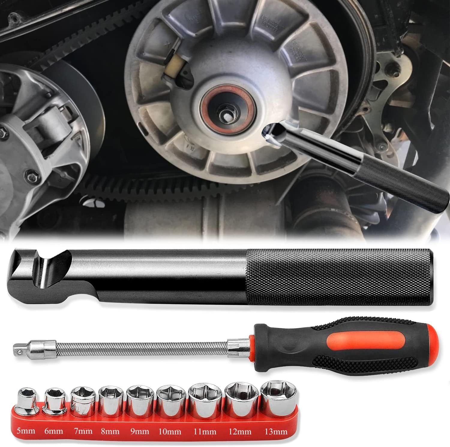 Belt Replacement Tools Clutch Removal Wrench Tool Kit Compatible with Polaris RZR 900 S 1000 S XP 800 Turbo - Black