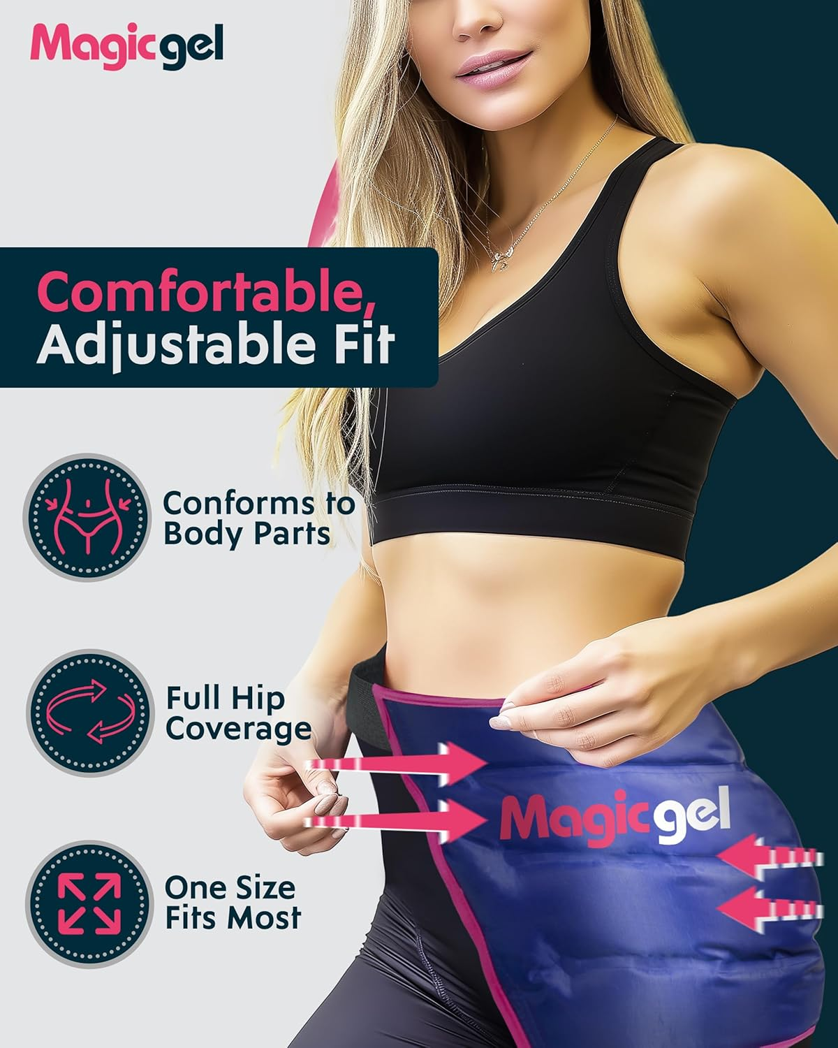 Magic Gel Luxury Hip Ice Pack: Reusable Cold Pack Designed Specficially for Hip Pain Relief (Post Surgery, Inflammation, Stiff Hips and Back) By image number 2