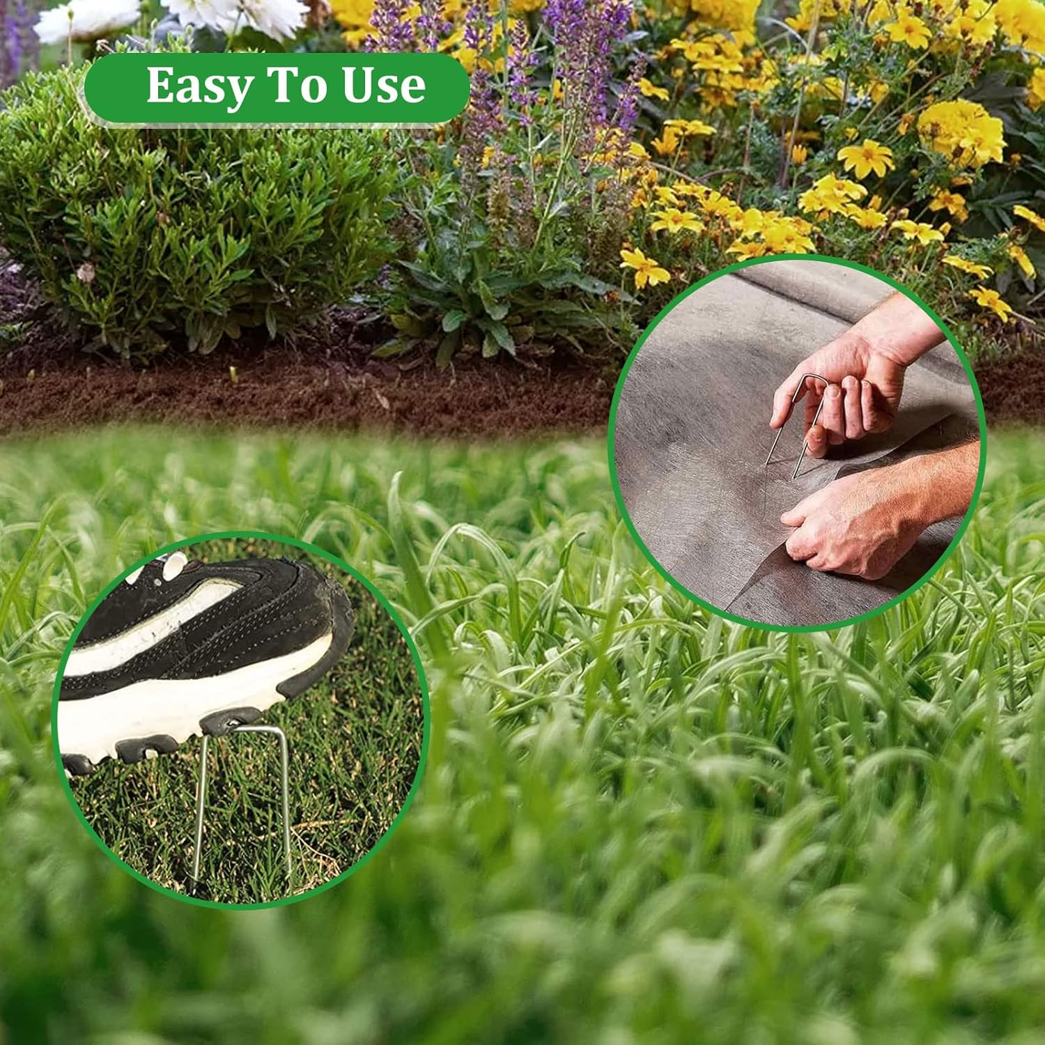 Garden Staples, 30 Pcs Stakes Heavy Duty, U Shaped Galvanized Pins for Garden Sod for Lawn Securing Ground Fabric (Silver) image number 1