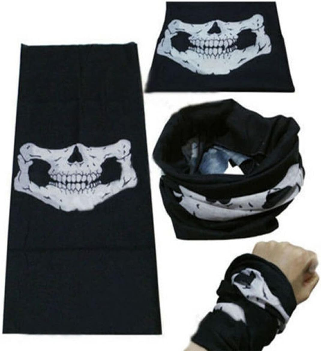 2Pcs Breathable Face Skull Mask Half Face Motorbike Neck Headwear Outdoor Ski Skull Party Masks Sport Halloween Mask for Bike Motor Cycling image number 2