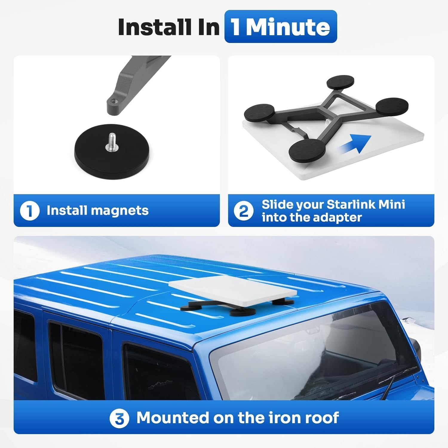 Starlink Mini Magnetic Mount - Star Link Mini Roof Aluminum Alloy Mount for Car Mini Starlink RV Accessories Magnet Suction for Rvs, Vans, Boat, Yachts, Trucks image number 2